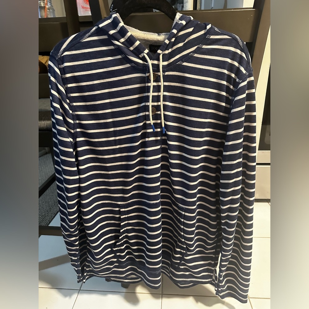 Men’s Medium J. Crew 1/4 Button Striped Hoodie